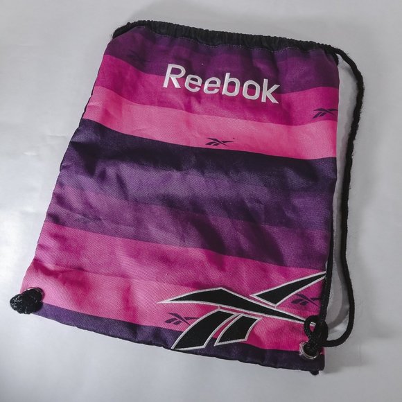Reebok Pink & Purple Striped Strapped Backpack - Picture 1 of 7